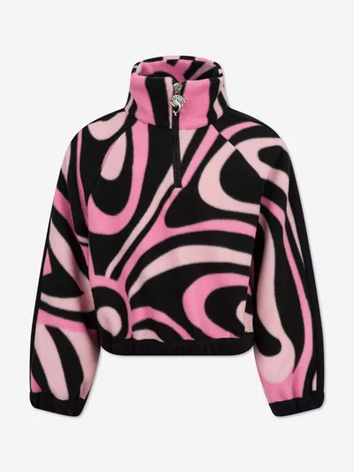 Pucci Kids'  Girls Marmo Half Zip Sweatshirt In Pink