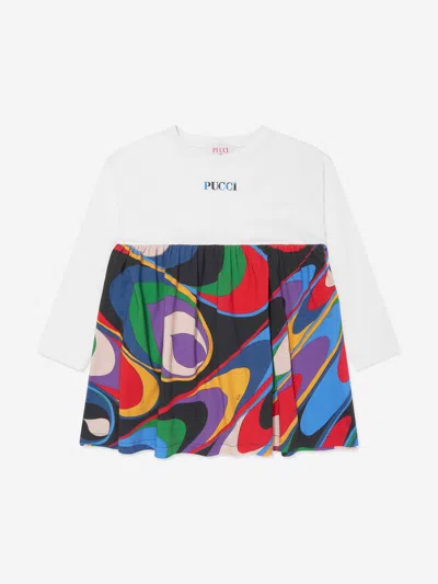 Pucci Babies'  Girls Onde Jersey Dress In Ivory