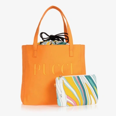 Pucci Kids'  Girls Orange Lance Bag (30cm) In Burgundy
