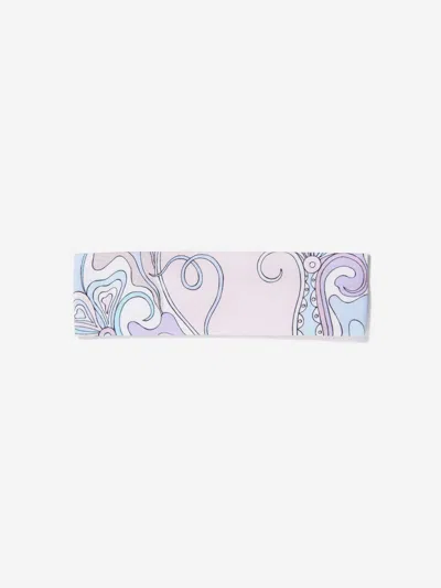 Pucci Kids'  Girls Orchidee Print Headband In Blue
