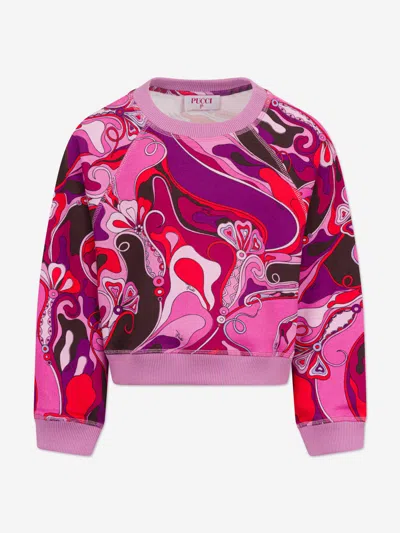 Pucci Kids'  Girls Orchidee Print Sweatshirt In Pink
