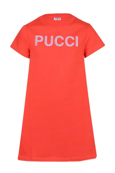Pucci Girls Rosso Jersey Dress In Red