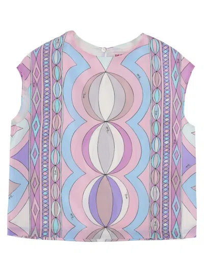 Pucci Girls Soft Fabric Top In Purple