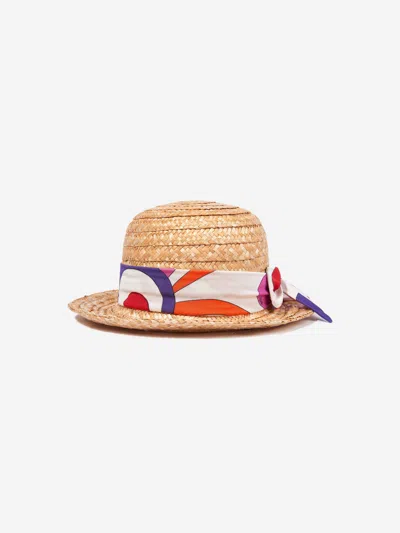 Pucci Girls Straw Hat In Beige