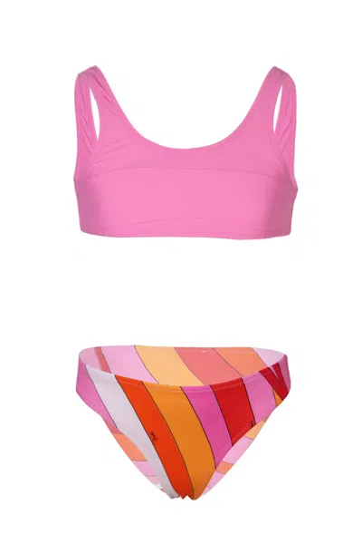Pucci Girls Wisteria Orange Bikini In Pink