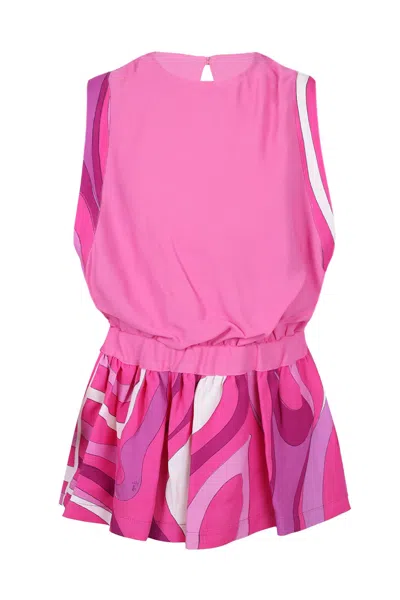 Pucci Girls Woven Dress Sleeveless Fuchsia In Pink