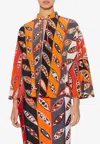 Pucci Printed Silk Crepe De Chine Blouse In Orange