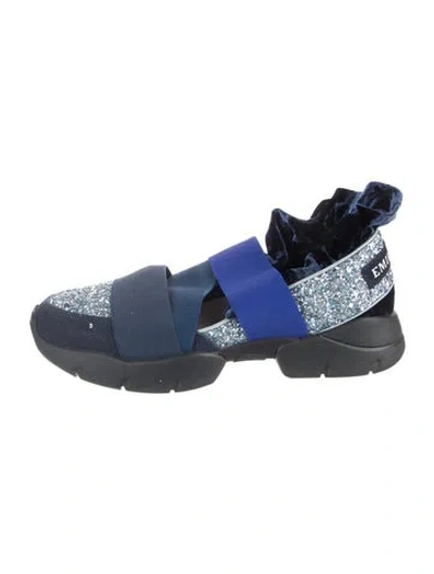 Pre-owned Pucci Glitter Graphic Print Chunky Sneakers In Blue