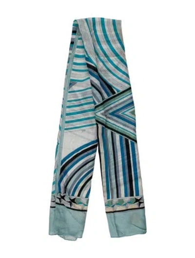 Pre-owned Pucci Glitter Striped Scarf In Blue
