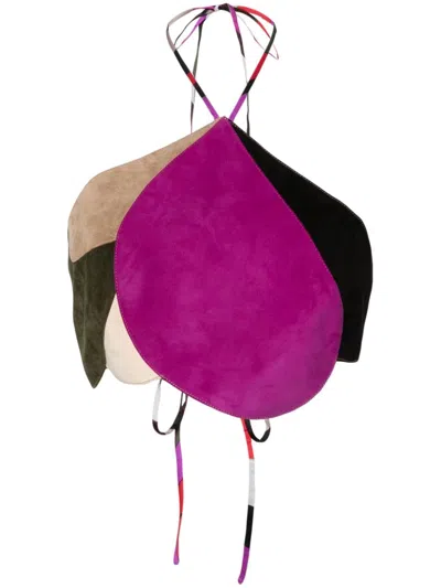 Pucci Goccia Suede Crop Top In Purple