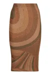 Pucci Gonna Midi In Jersey Lamé In Brown