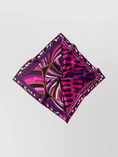 Pucci Graphic Pattern Silk Scarf In Contrasting Vivara And Iride Motif