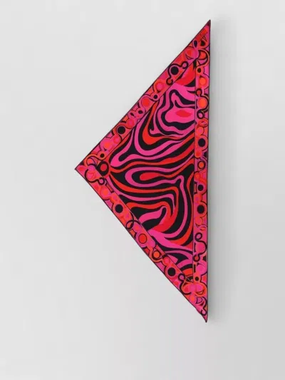 Pucci Graphic Pattern Triangle Hair Scarf Accessory In Red