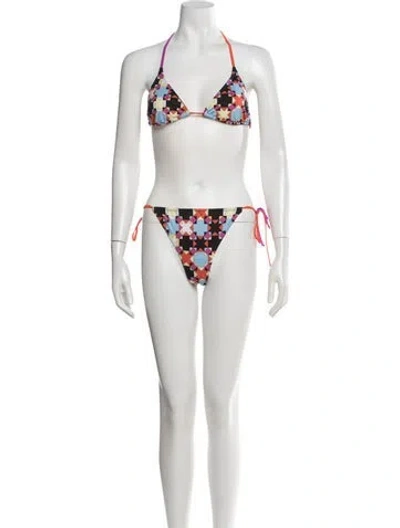 Pre-owned Pucci Graphic Print Bikini In White