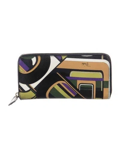 Pre-owned Pucci Graphic Print Continental Wallet In Blue