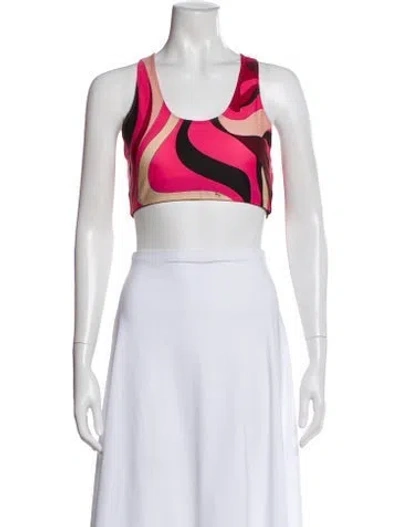 Pre-owned Pucci Graphic Print Crew Neck Sports Bra W/ Tags In White