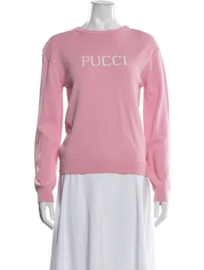 Pre-owned Pucci Graphic Print Crew Neck Sweater W/ Tags In Pink