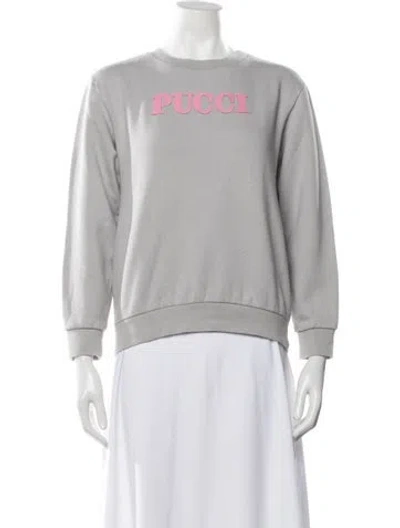 Pre-owned Pucci Graphic Print Crew Neck Sweatshirt In Gray