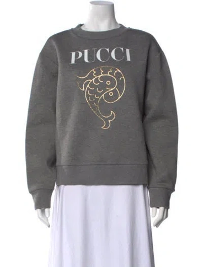 Pre-owned Pucci Graphic Print Crew Neck Sweatshirt In Grey