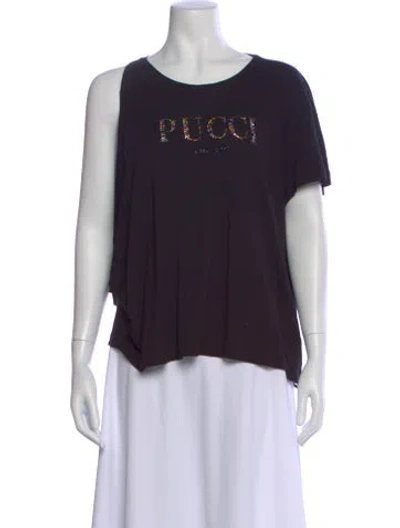 Pre-owned Pucci Graphic Print Crew Neck T-shirt In Blue