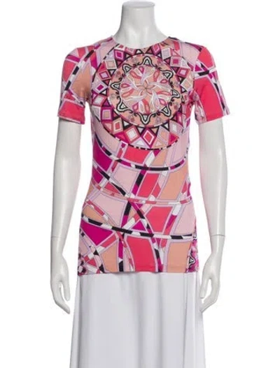 Pre-owned Pucci Graphic Print Crew Neck T-shirt In Pink