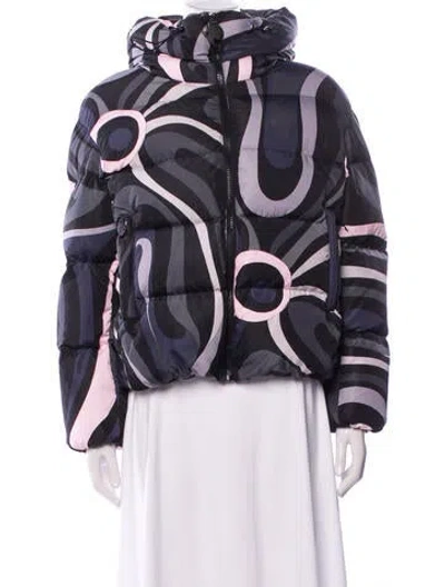Pre-owned Pucci Graphic Print Down Jacket In Black