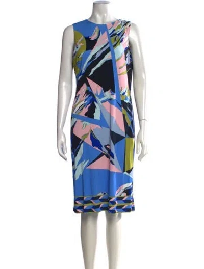 Pre-owned Pucci Graphic Print Knee-length Dress In Blue