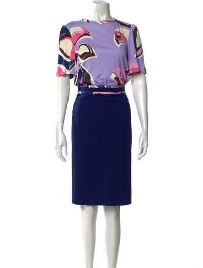 Pre-owned Pucci Graphic Print Midi Length Dress In Blue