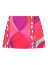 Pucci Pesci Print Silk Twill Mini Skirt In Multi
