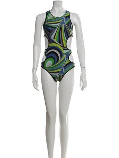 Pre-owned Pucci Graphic Print One-piece In White