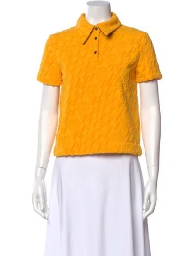 Pre-owned Pucci Graphic Print Short Sleeve Polo In Yellow