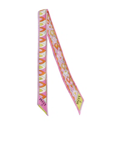 Pucci Graphic Print Skinny Scarf In Pink