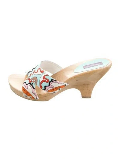 Pre-owned Pucci Graphic Print Slides In Blue