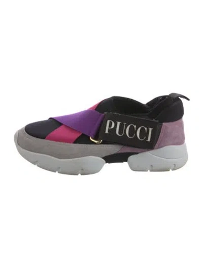 Pre-owned Pucci Graphic Print Slingback Flats In Silver