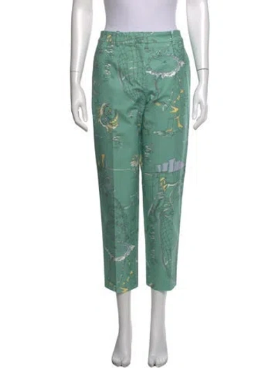 Pre-owned Pucci Graphic Print Straight Leg Pants In Green
