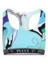 Pucci Multicolored Racerback Swimsuit With Elastic Branding In Blue
