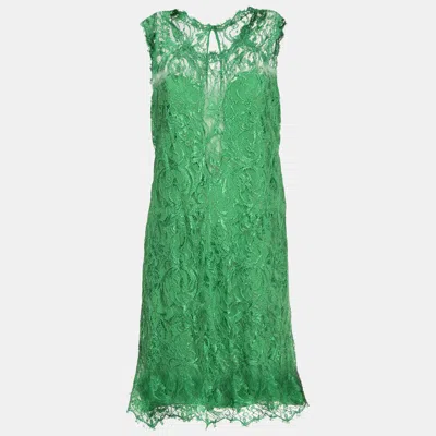 Pre-owned Pucci Green Guipure Lace Sleeveless Mini Dress L