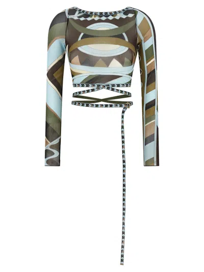 Pucci Green Vivara Top In Multi