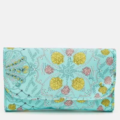 Pre-owned Pucci Green/multicolor Conchiglie Print Fabric Pouch