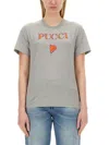 Pucci Grey Logo T-shirt With Classic Crew Neckline In Grey