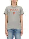 Pucci Grey Logo T-shirt With Classic Crew Neckline In Grey