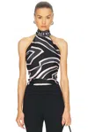Pucci Printed Silk-twill Halterneck Top In Black