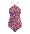 Pucci Halterneck Labirinto Swimsuit In Multi