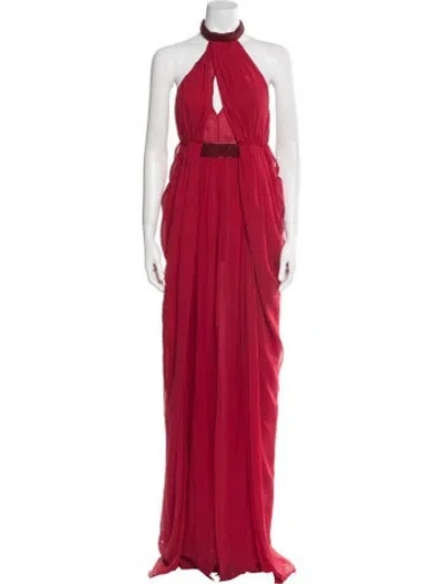 Pre-owned Pucci Halterneck Long Dress In Red
