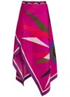Pucci Hawaii Asymmetric Silk Midi Skirt In Pink