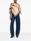 Pucci Geometric Print Silk Top With Boat Neck In Neutral