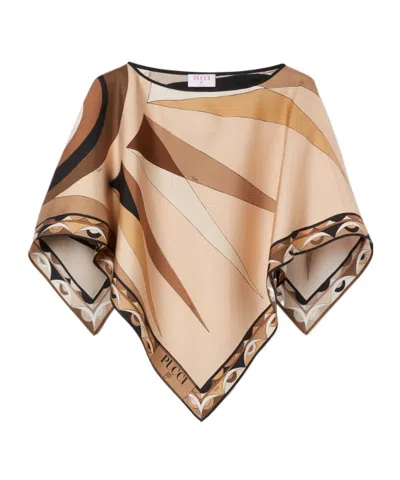 Pucci Hawaii Print Kaftan Top In Brown