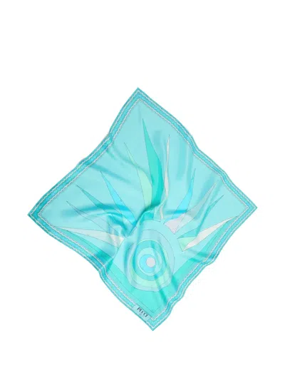 Pucci Hawaii-print Scarf In Blue