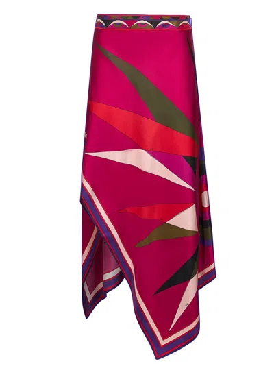 PUCCI HAWAII PRINT SILK TWILL SCARF SKIRT
