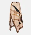 Pucci Hawaii Silk Satin Midi Skirt In Multi